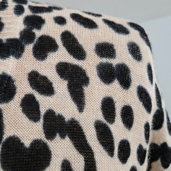 Ellison Tunic Sweater Linen Blend Animal Print V Neck Oversized Leopard Knit S - Picture 8 of 14